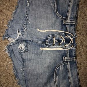 Lace up Jean shorts